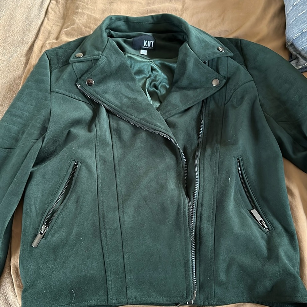 Green biker jacket